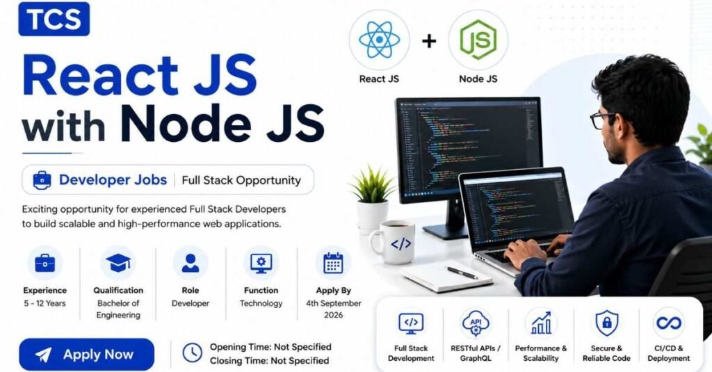 TCS Hiring React JS and Node JS Developers
